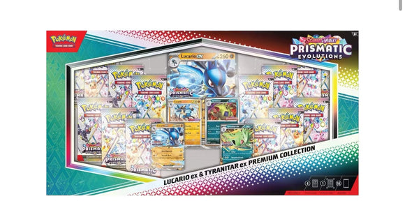 Pokemon Prismatic Evolutions Lucario ex & Tyranitar ex Premium Collection (Sam's Club Exclusive)